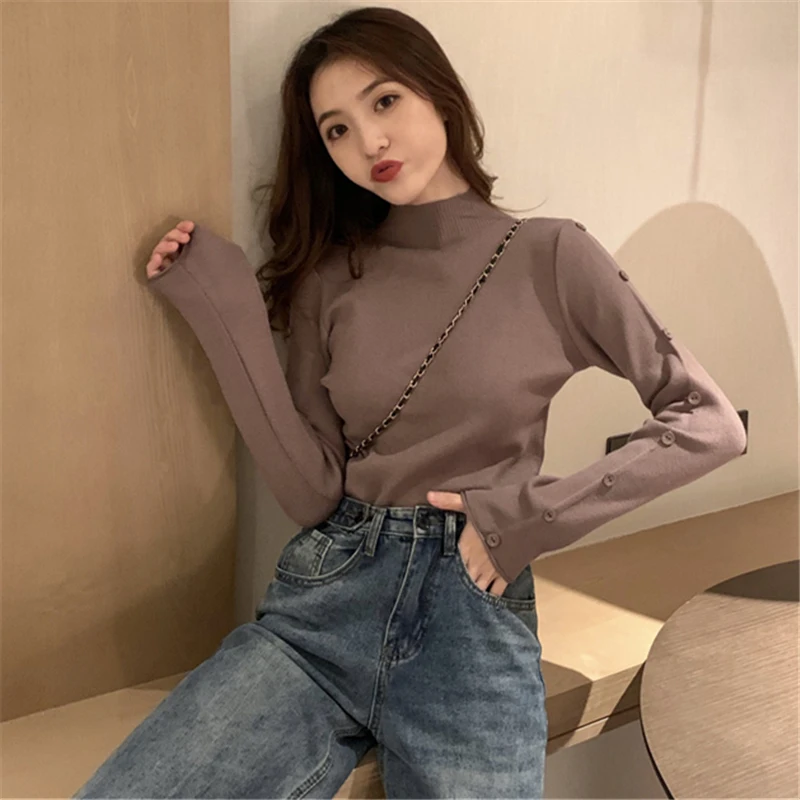 

Women's Half Turtleneck Knitted Bottoming Shirt Fall and Winter Inner Wear 2020 New Autumn Winter Coat Korean Style Western