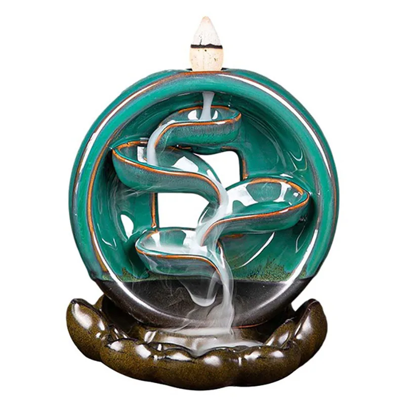 

Handmade Classic Chinese Ceramic Craft Gifts Creative Home Decor Peaceful Backflow Incense Burner Zen Waterfall Censer