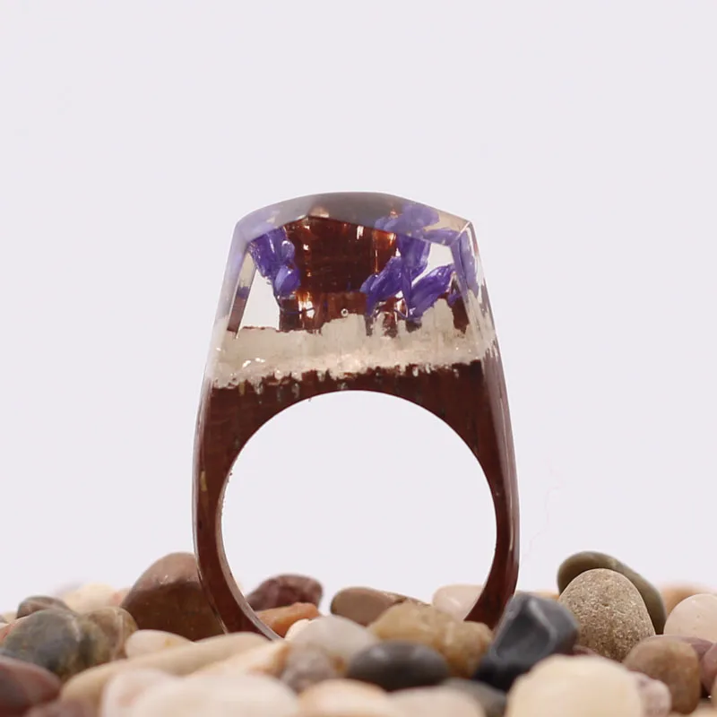 Кольцо из полимерного дерева ручной работы камня с великолепным загадочным