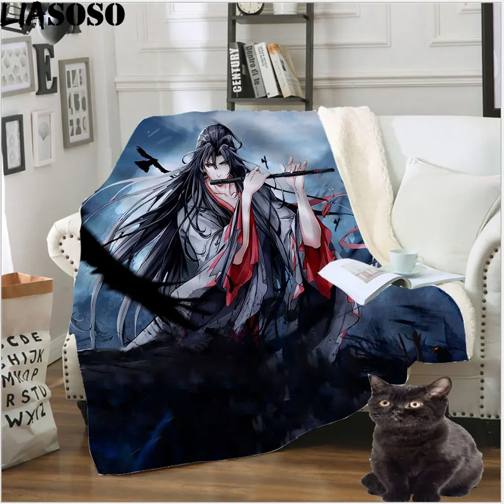 

LIASOSO 3D Print Anime Blanket Mo Dao Zu Shi Thick Quilt Coral fleece Plush Sofa Bedspread Cover Soft Fleece Travel Bedding