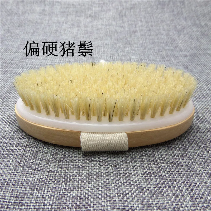 Горячая сухая кожа тела Мягкая натуральная щетина спа щетка деревянная для ванны