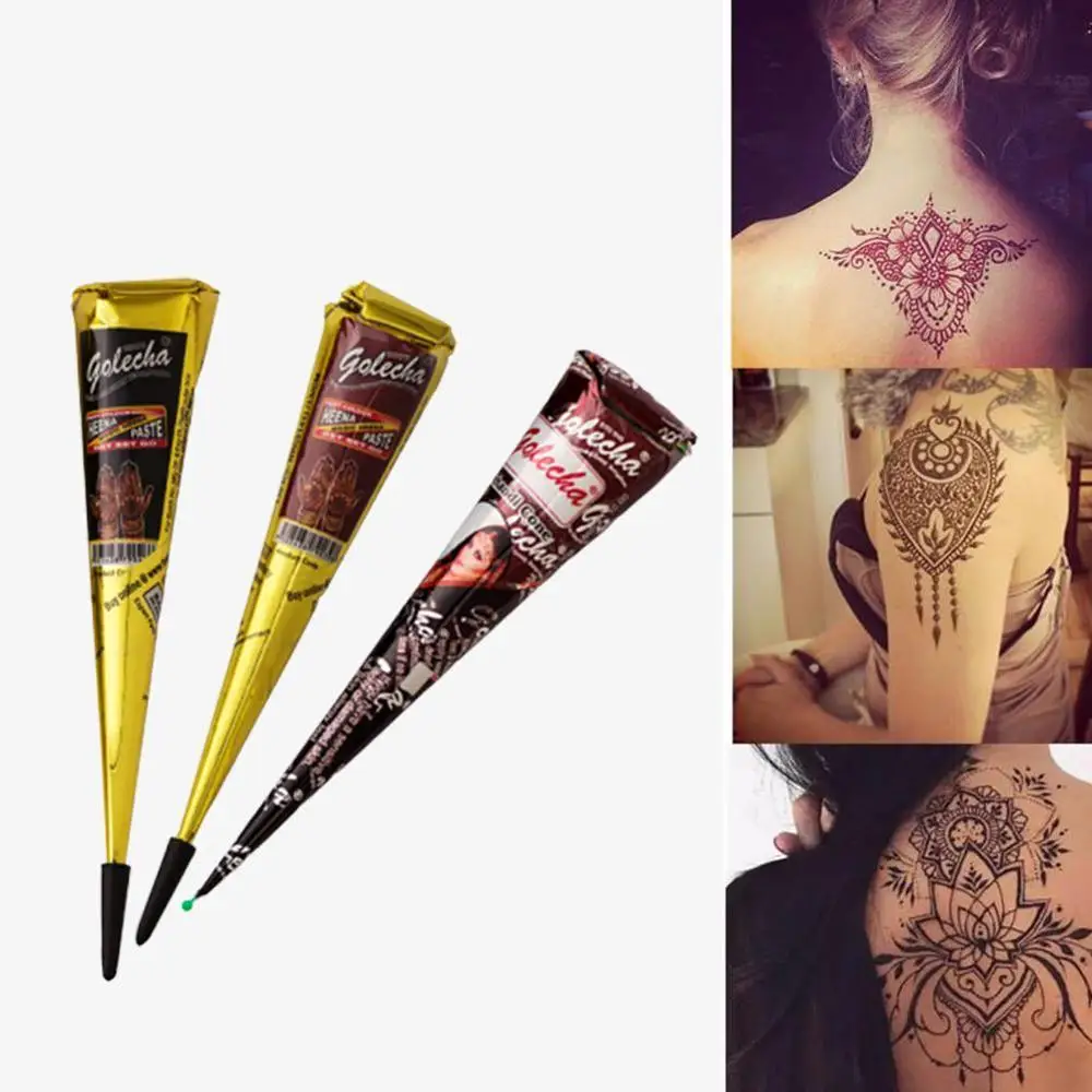 3 цвета хна тату черные коричневые красные чернила краска для лица рук и тела