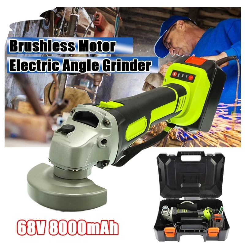 

Angle Grinder Lithium Battery Rechargeable 68V 8000mAh 3000rpm Brushless Cordless Impact Grinder Grinding Power Tool Polishing
