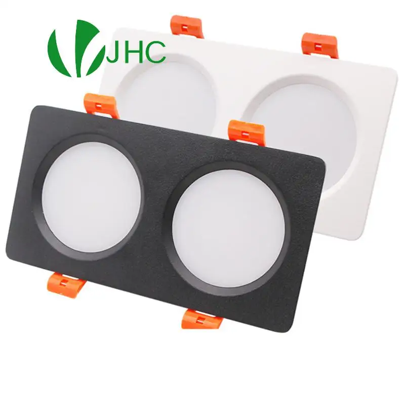 

Double Square Led Grille Lights 7W 14W Ceiling Panel Lamps 85-265V 4000K Downlight Recessed Indoor Commercial Lighting Black