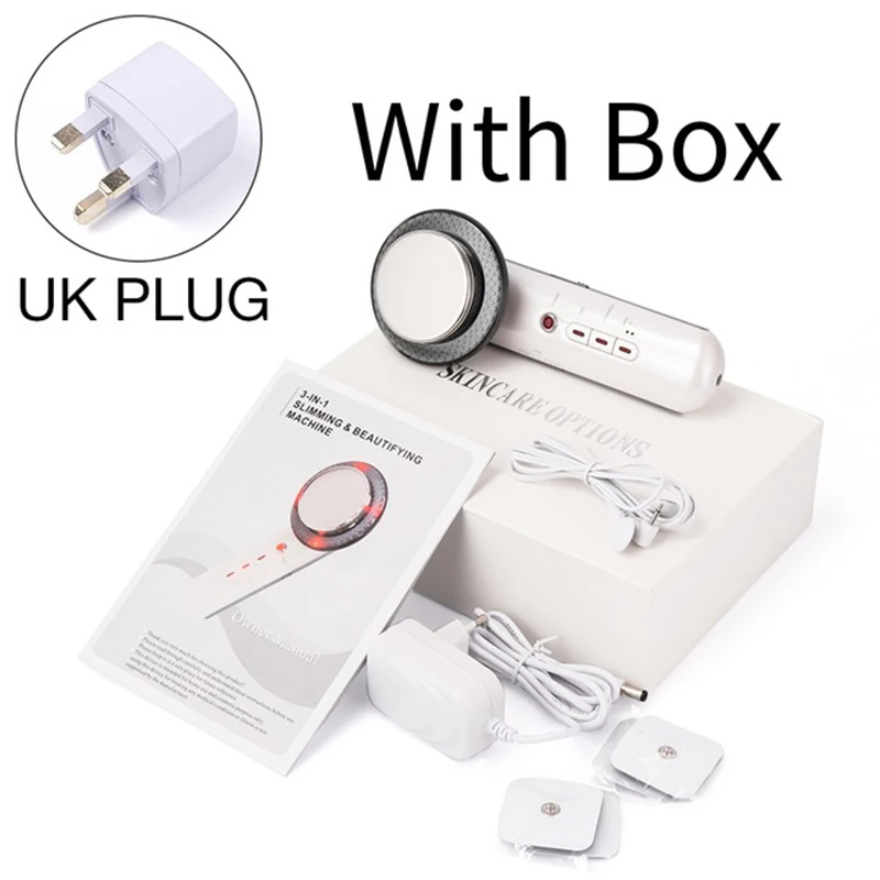 UK Plug Ультразвуковое средство для удаления целлюлита, EMS, стимуляция тела, массажер для похудения, сжигатель жира, инфракрасная ультразвуковая терапия, устройство для похудения - Цвет: UK Plug
