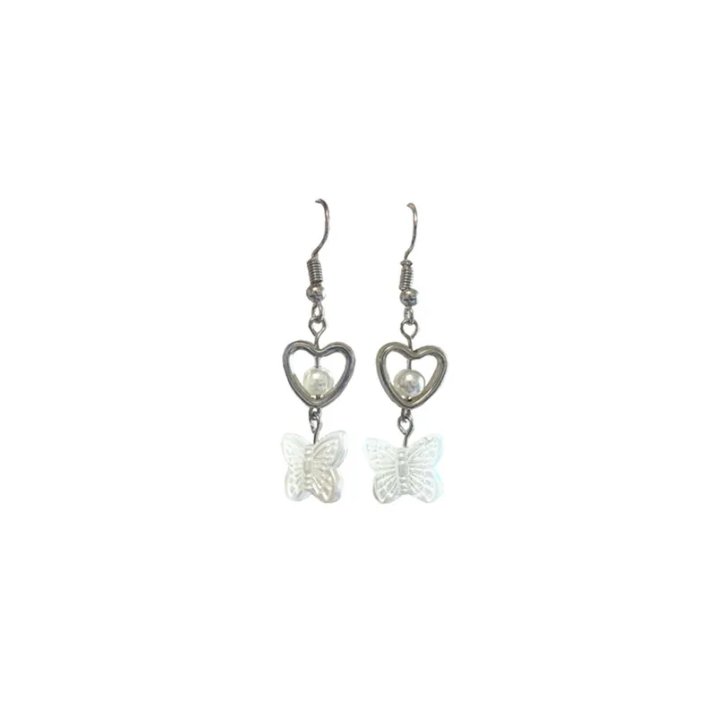 

Harajuku Hollow Out Heart Pearl Butterfly Drop Earrings for Women Girl Cute Romantic Party Dangle Earrings Fashion Jewelry New