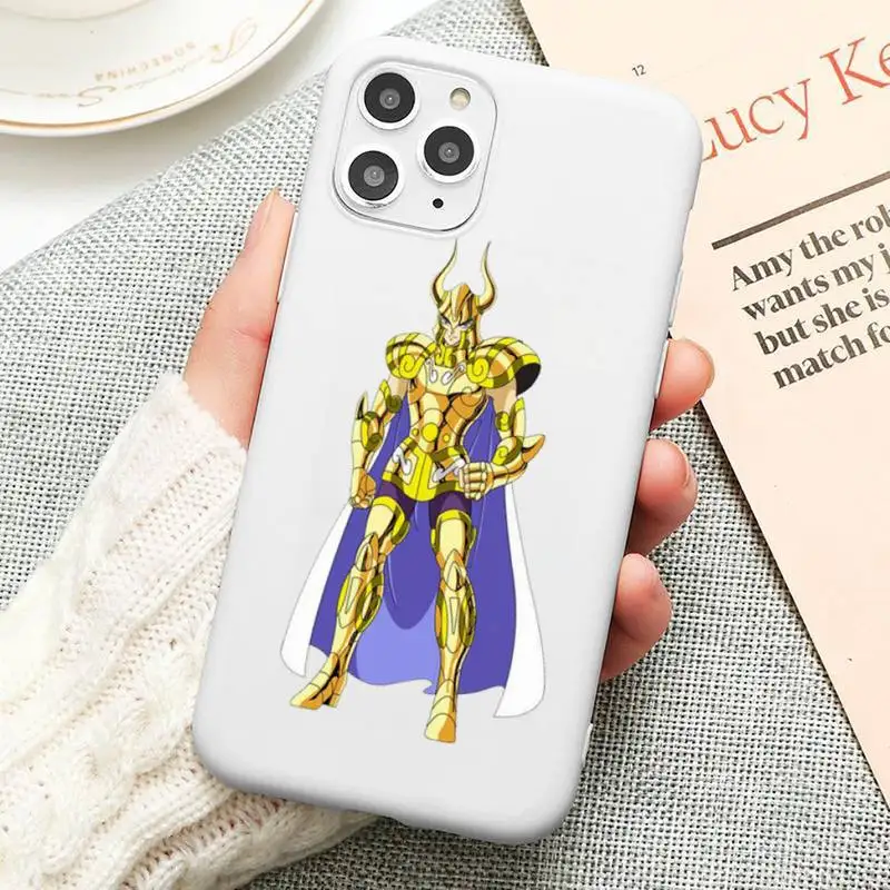 

Amine Japan Saint Seiya Phone Case Candy Color for iPhone 6 6S 7 8 11 12 XS X SE 2020 XR mini pro Plus MAX funda Cover Shell