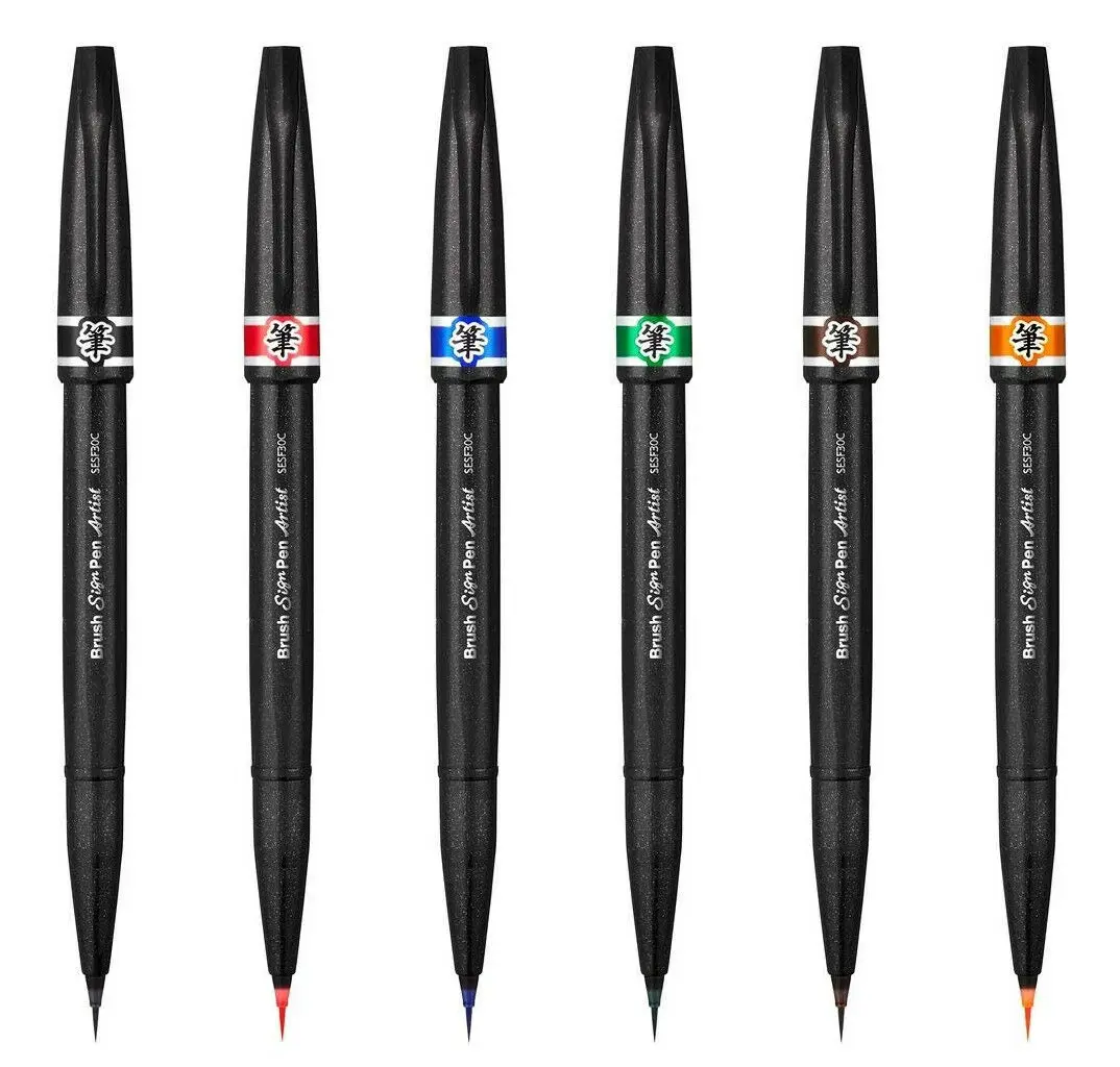 Pentel ультра тонкая кисть художника Caligraphy знак ручки Assorted12 цвет комплект SESF30C