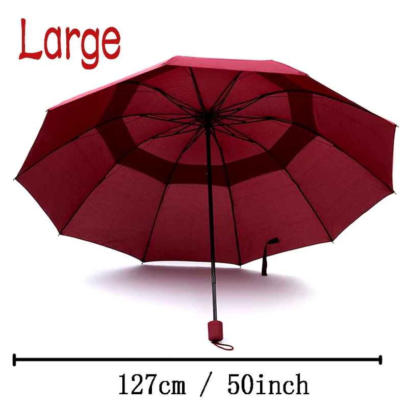 

Large Folding Women Umbrella Rain Men Double layer Big Travel Umbrella Waterproof Male Parasol for 3-4 people 125CM Diameter