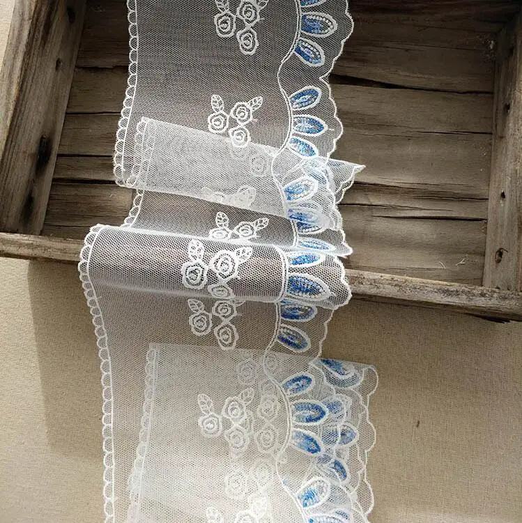 2 м/лот 12 см Ткань сделай сам кружево цвета слоновой кости синий сладкий кордат