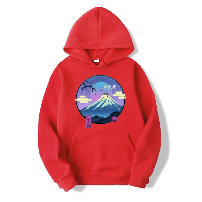 

Mount Fuji Pattern Hoodie Japan Landscape Mans Clothing Warm Harajuku Pullover for Men Street Fashion Punk Mens Hodded Weatshirt