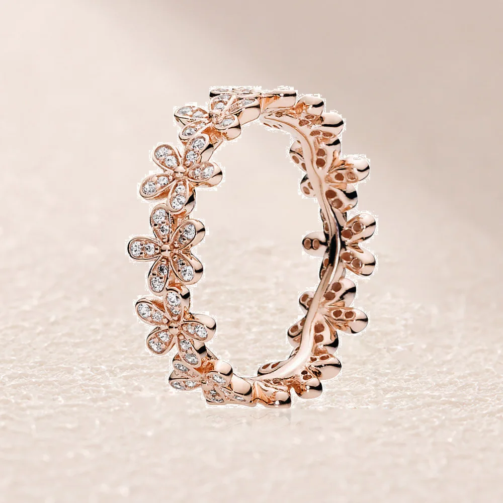 

180934CZ ROSE DAZZLING DAISY CHAIN RING