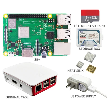 Raspberry Pi 3 Model B+ комплект 16G SD карты+ чехол+ 5 V/2.5A EU/US Питание с кабелем+ теплоотвод - Комплект: Комплект 4