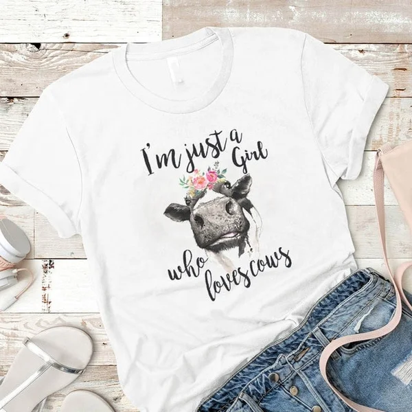 

Women Lady T Shirt Cattle Cows Printed Tshirt Ladies Short Sleeve Loose Tee Shirt Women Female Tops Clothes Graphic T-shirt al