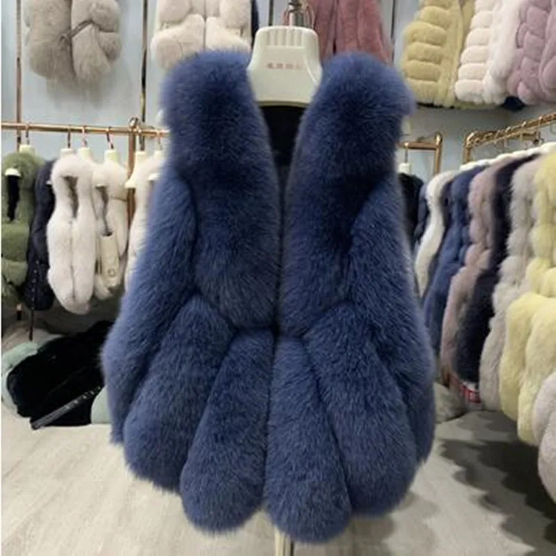 

Highest Quality Slim Work Wear Comfortable Real Fox Fur Coat Female Warm Daily Girls Wear Modern Luxury Streetwear Woman's Coat