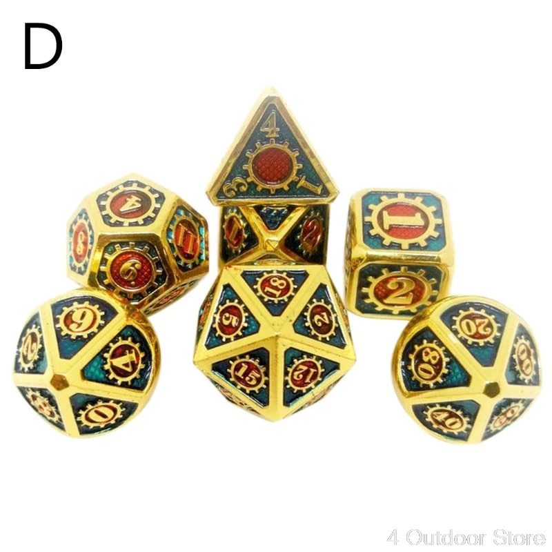 

7pcs Metal Dice Set DND Solid Polyhedron for Party RPG MTG Role Playing Games Jy01 20 Dropship