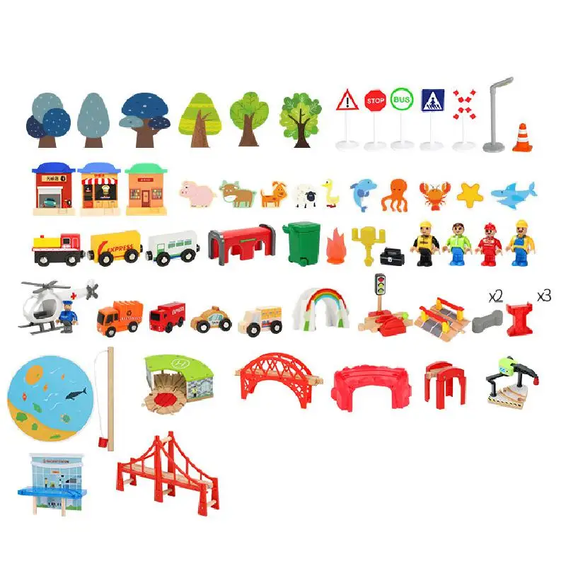 Деревянный трек игрушечный поезд высокоскоростная железнодорожная станция