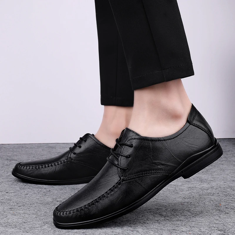 Мужские повседневные оксфорды из натуральной воловьей кожи дышащие модные туфли