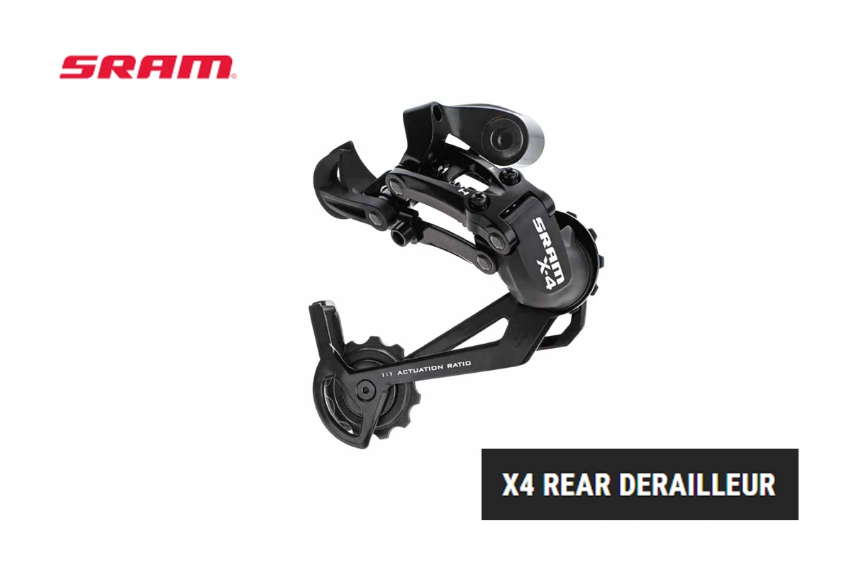 

SRAM X4 REAR DERAILLEUR 3X8/9SPEED REAR DERAILLEUR BLACK Long OR Medium CAGE