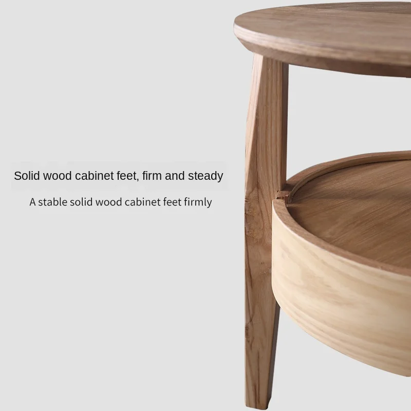 

Steady Nordic solid wood corner table minimalist modern round bedside desk storage drawer creative