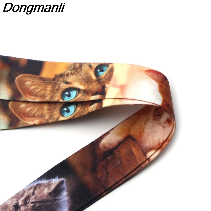 PC107 милый кот lanyards держатель удостоверения личности ID карты пройти тренажерный зал мобильный телефон USB бейдж держатель повесить веревку Lariat шнур КЛЮЧИ