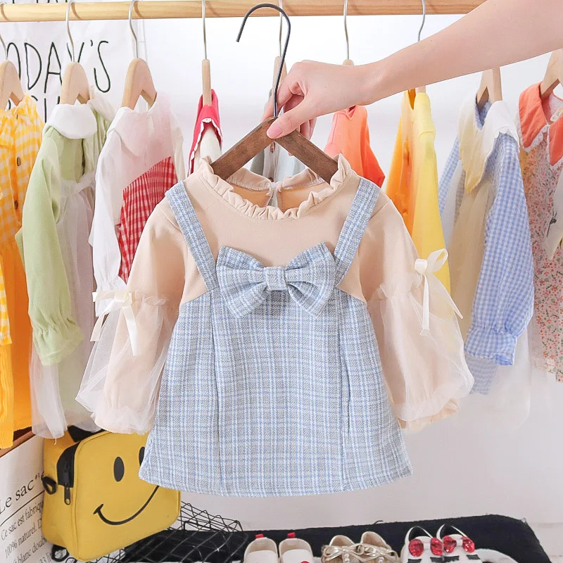 Недорогое корейское розовое милое мини-платье для новорожденных новинка 2021