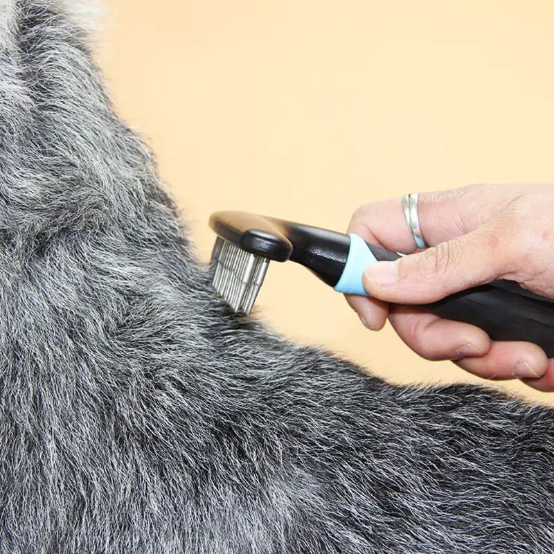 

Dog Comb Double Row Pins Rake Brush Grooming Massage Pet Supply Wet Dry Use