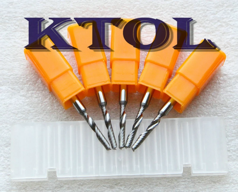 barato 3.175x2.5mm CEL15-22mm único Flauta Micro Carboneto De Tungstênio Fresa Cnc Roteador Ferramentas Espiral Bits Para Acrílico Mdf Corte