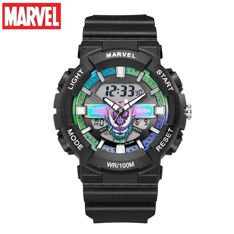 MARVEL Avengers Venom Mens Sports Dual Display Digital LED Electronic Quartz Wristwatch 100m Waterproof Swimming Military Clock