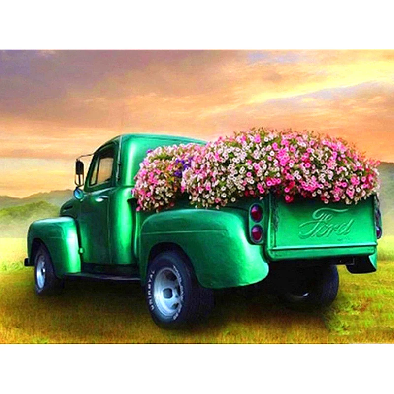 

Full Square/Round Drill 5D DIY Diamond Painting "Flower truck" Embroidery Cross Stitch 5D Home Decor Gift