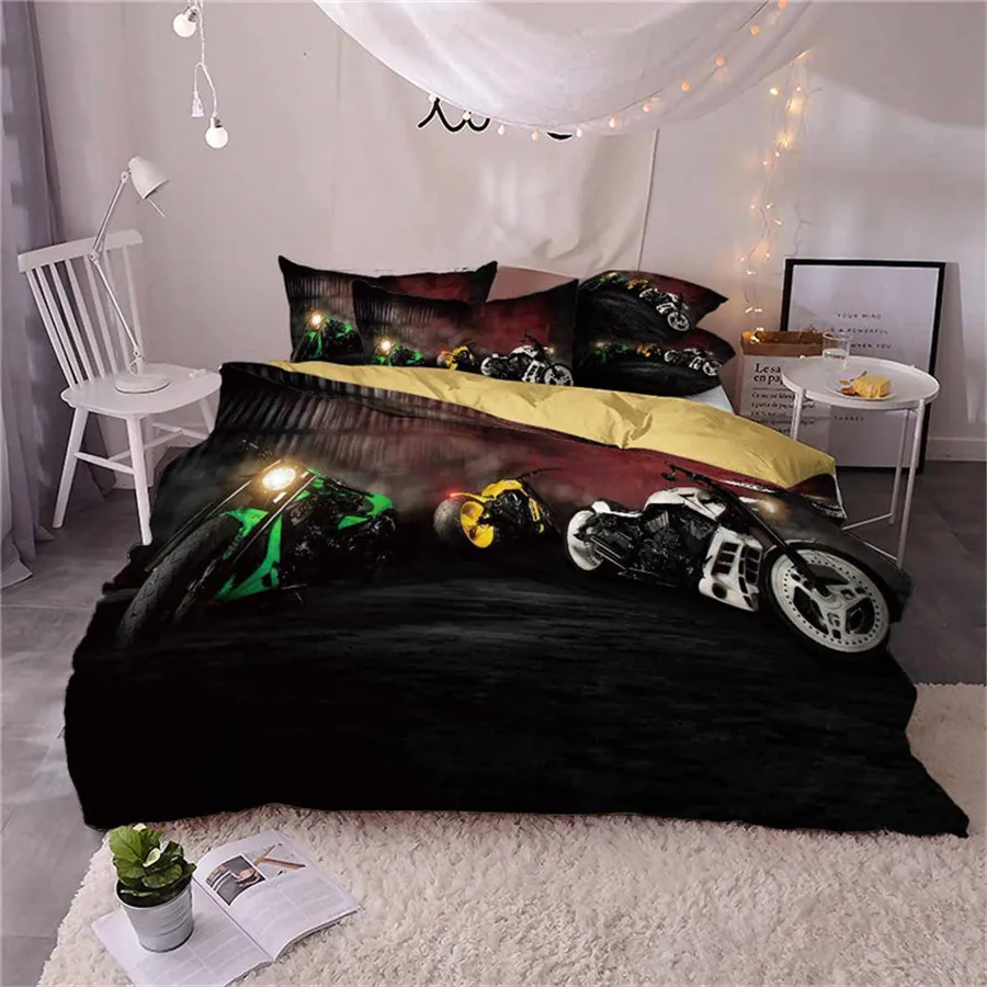 HELENGILI 3D Постельное белье с принтом &quotмотоцикл&quot постельное Bedcloth Наволочка на