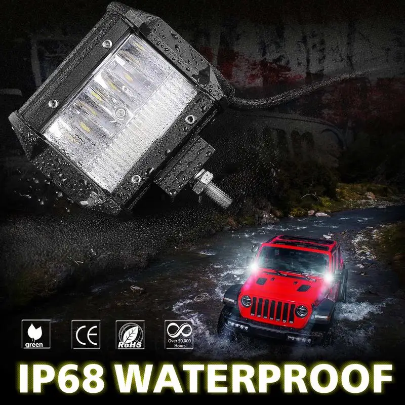 

ADZOON LED Work Light 4 inch 48W Spot Flood Combo Beam Waterproof Off Road Light Bar for Off Road Truck Bus Boat