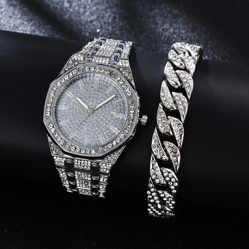 

Diamond Watch for Mens Top Brand for Men Luxury Iced Out Gold Watch Hip Hop Quartz Wristwatch Relogio Masculino Mens Watch Reloj