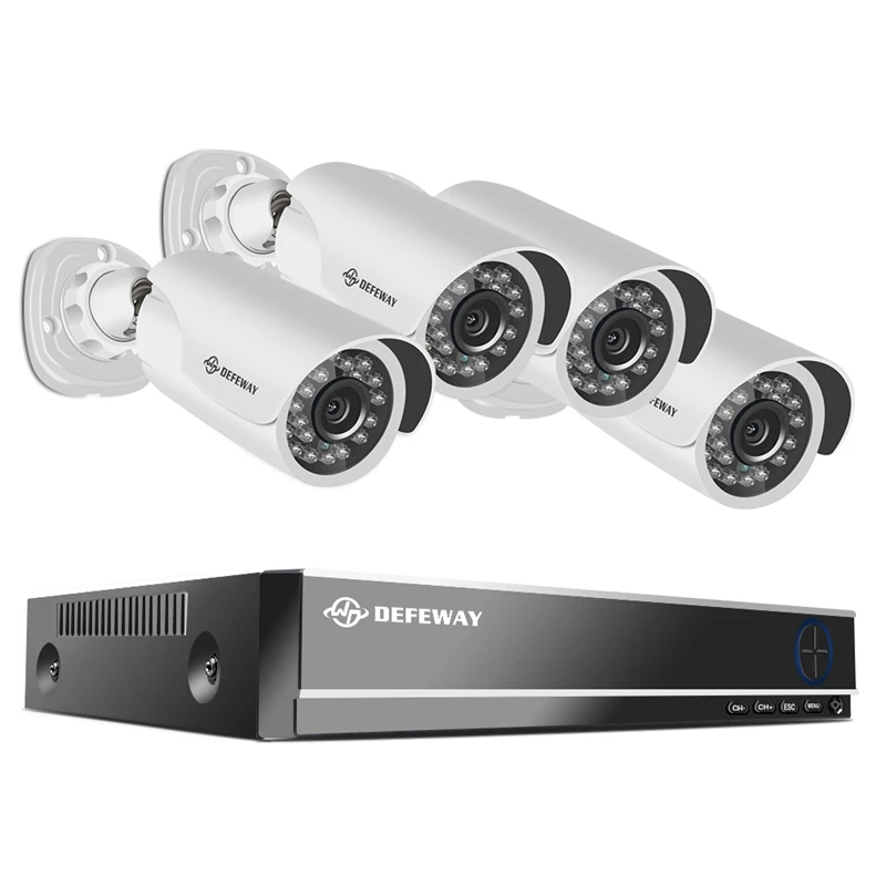 Комплект видеонаблюдения DEFEWAY 4CH система безопасности камеры 1080P HD наружная камера видеонаблюдения домашняя система видеонаблюдения