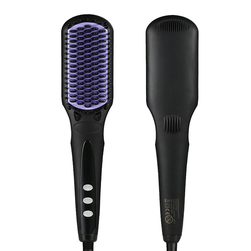 

Ceramic Hair Straightening Brushes Hair Flat Iron Ceramic LCD Adjustable Temperature smooth Hair Beard Straightener Brush Comb