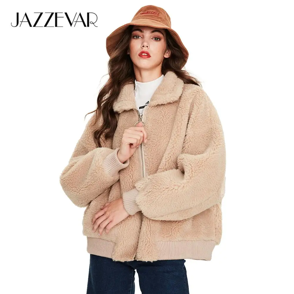 JAZZEVAR 2019 Зима Новое поступление натуральный мех дубленка женская мода пиджак
