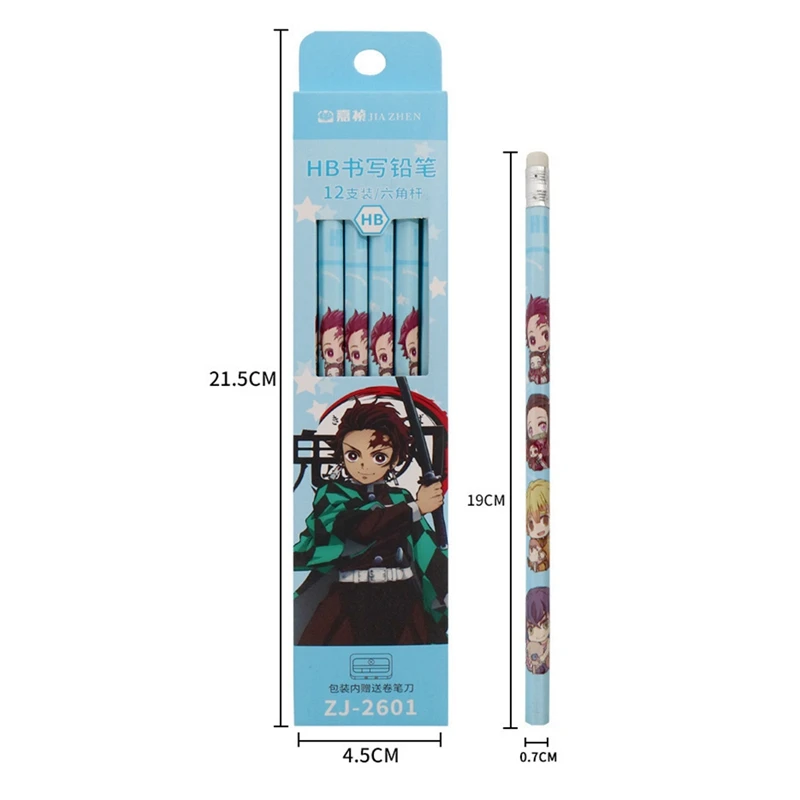 

12 pcs/set Anime Demon Slayer Kimetsu No Yaiba HB Pencils Kawaii Cartoon Hexagon Pencils Students Writing Stationery Gift