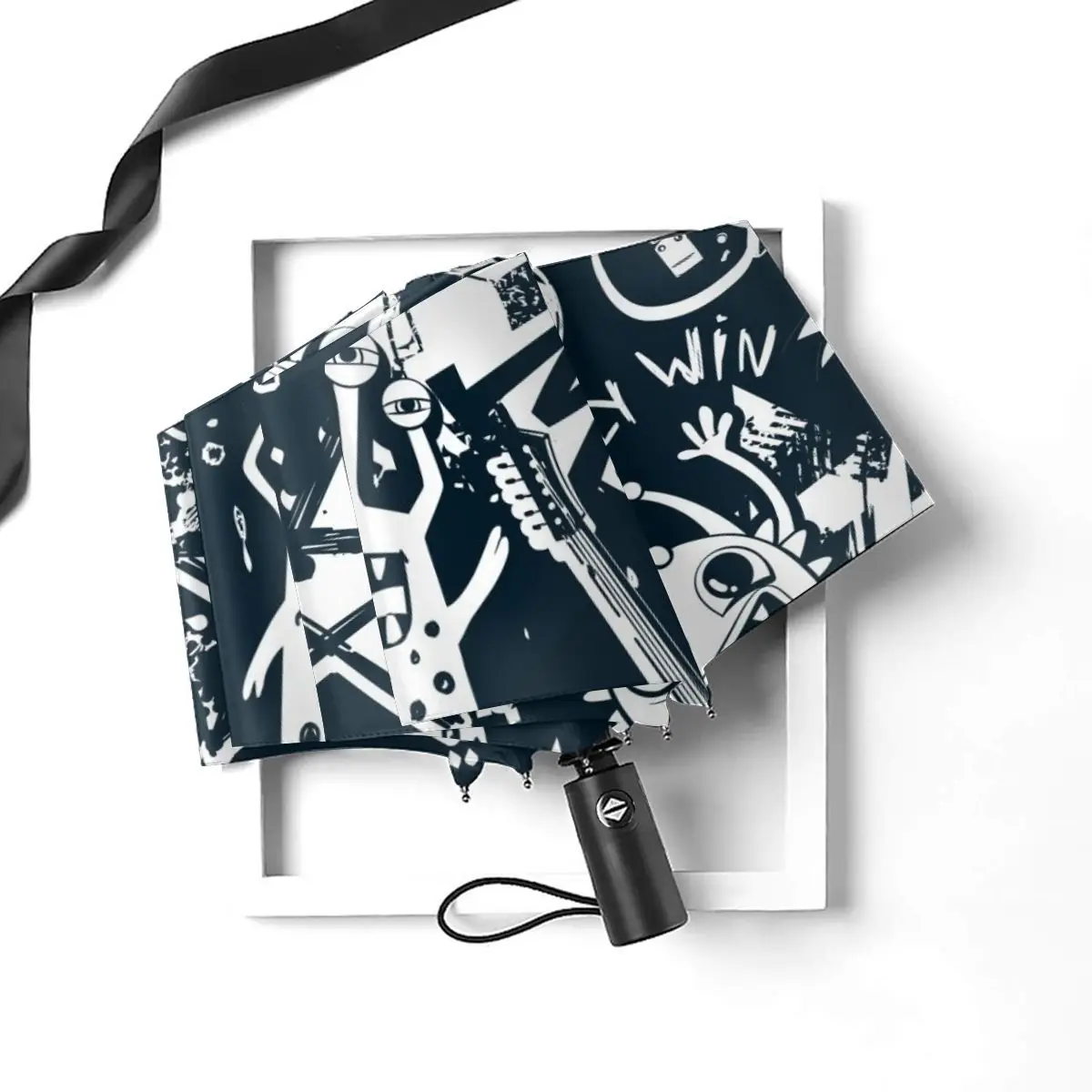 Online Resistente Al Vento Pieghevoli Donne Ombrello Automatico Auto Grunge Urbano Mostro Personaggio Dei Cartoni Animati Antivento Ombrelli Da Pioggia Per Gli Uomini Parasole