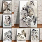 Настенная картина с изображением Льва в стиле семьи, декоративное полотно в эстетике, абстрактное искусство, Постер в скандинавском стиле с животными, домашний декор без рамки