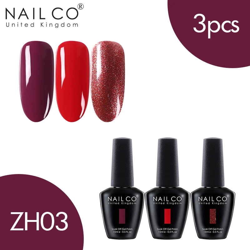 ZH03 NAILCO 3 шт. набор гель-лака UV Vernis Полупостоянный Праймер УФ-гель для ногтей Краска Декоративный Лак для ногтей Гибридный отмачиваемый Гель-лак - Цвет: ZH03