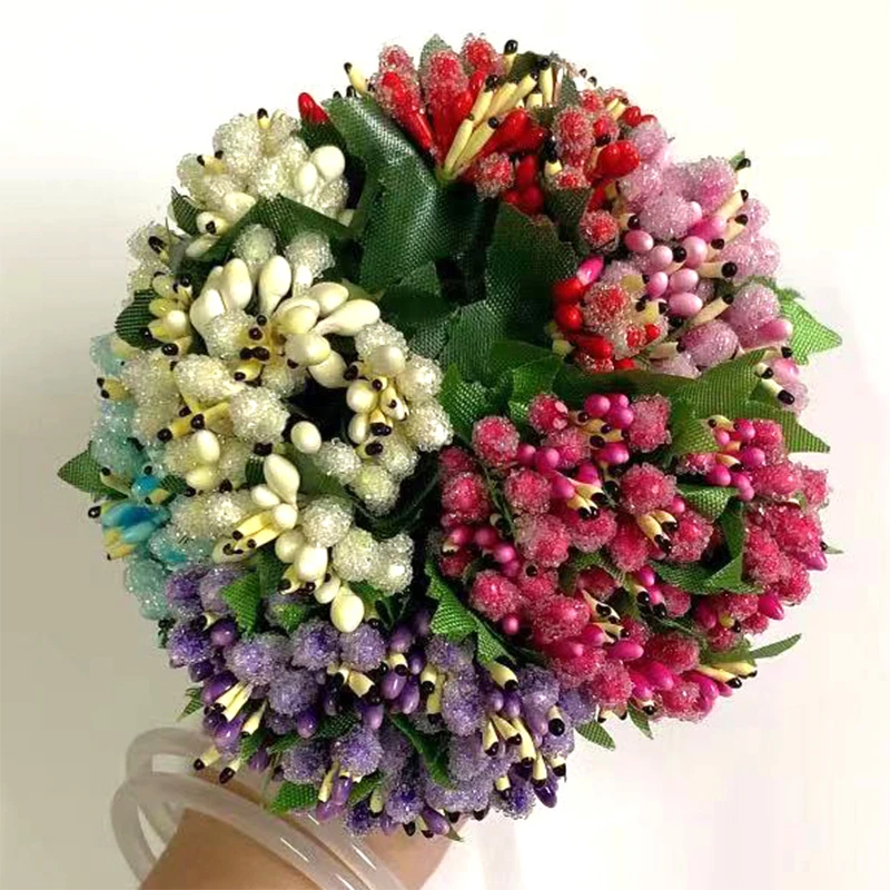 

12pcs/lot Mini artificial Stamen Bud Bouquet Leaf flower for home Garden wedding Car corsage decoration Box crafts Supplies