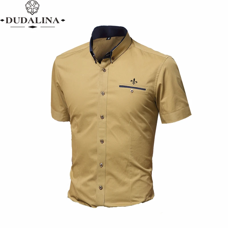 Мода Blusa Camisa Social Masculina Dudalina короткий рукав Slim Fit рубашка мужская Цветочная одежда пуловер Белый мужской холодный