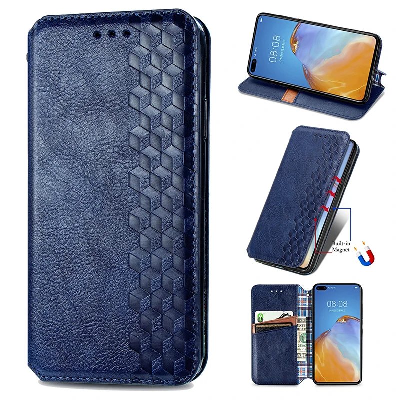 Магнитный Флип кейс из искусственной кожи для Huawei P40 Pro Nova 7 Lite Y8P Y6P Y5P Чехол книжка