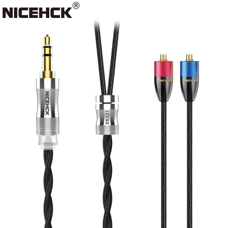 NiceHCK EBX21 Dedicated HiFi Earbud Cable Silver Plated Copper Tinsel Standard Wire 3.5/2.5/4.4mm Balanced Plug MMCX For LZ A7