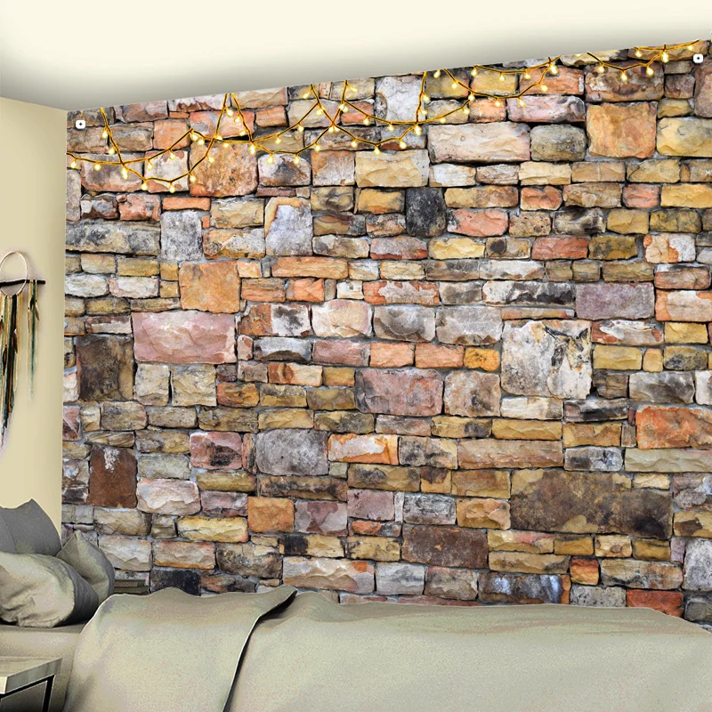 Гобелен для дома с 3D-принтом изображением кирпичной стены мандалы богемный