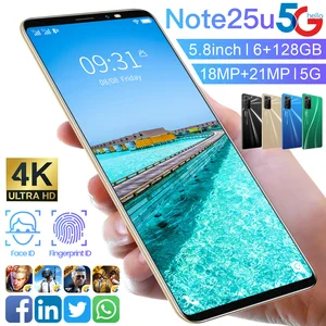 Global NOTE25U 5.8-Inch 6GB+128GB Cellphone MTK6895 8 core Gaming Phone
Face ID Update Dual SIM phone 4G 5G Net-work Smartphone