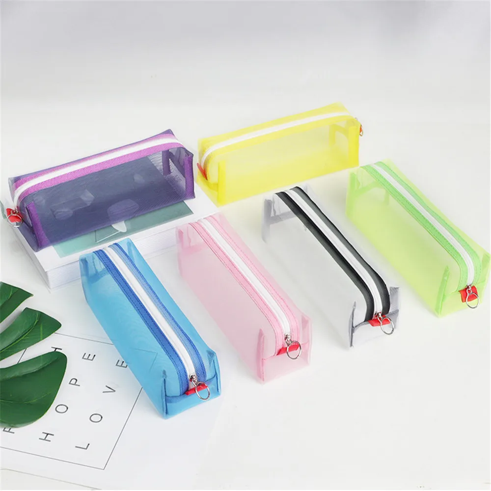 

2021 New 6 Color Transparent Pencil Case Gift School Pencil Box Pen Case Supplies Pencil Bag School Supplies Stationery 1pc