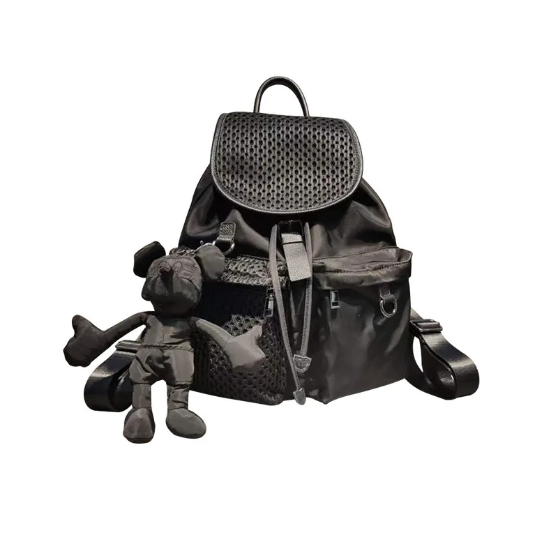 Black Denim Soft Large womens backpack purses and handbags Travel Backpack Lady knapsack Book bag Schoolbag Weekender bag