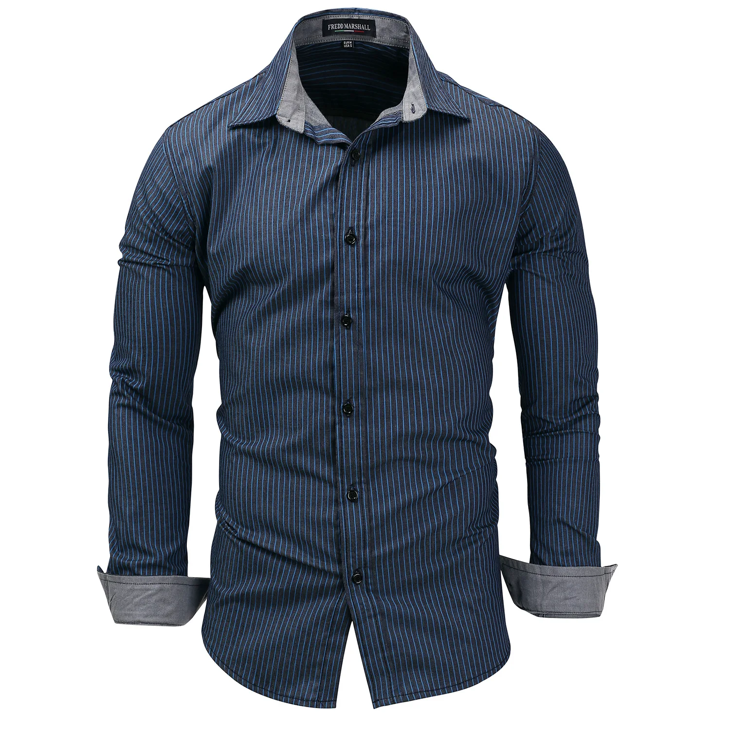 202 New Fashion Large Size Men s Denim Long Sleeve Shirt Casual Slim Fit Striped Shirt for Man High Quality Shirts Male Dress