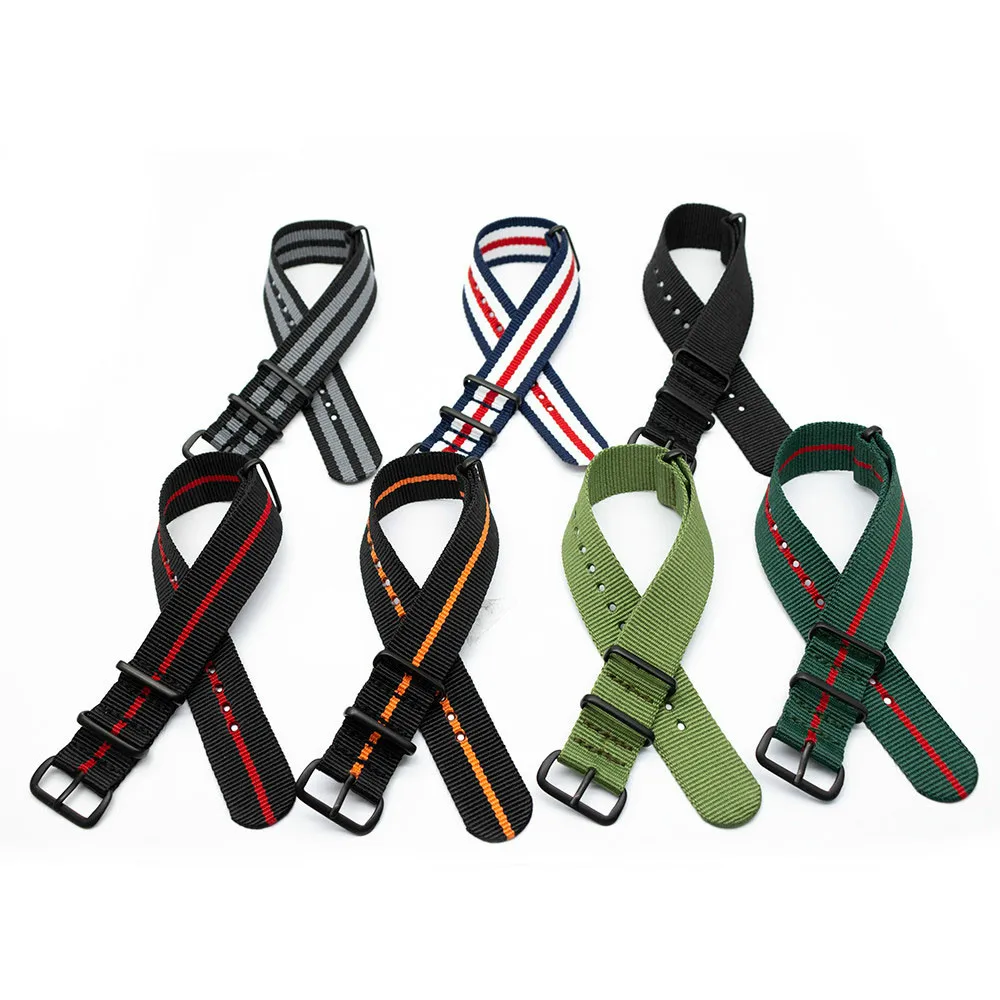 Ремешок спортивный в стиле НАТО для наручных часов Полосатый Прочный Плетеный